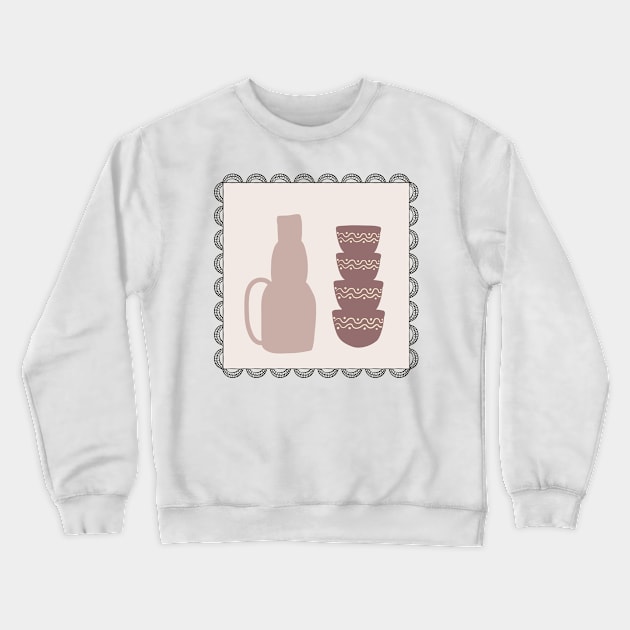 Simple Minimal Nude Pots Boho Frame design Crewneck Sweatshirt by zedonee